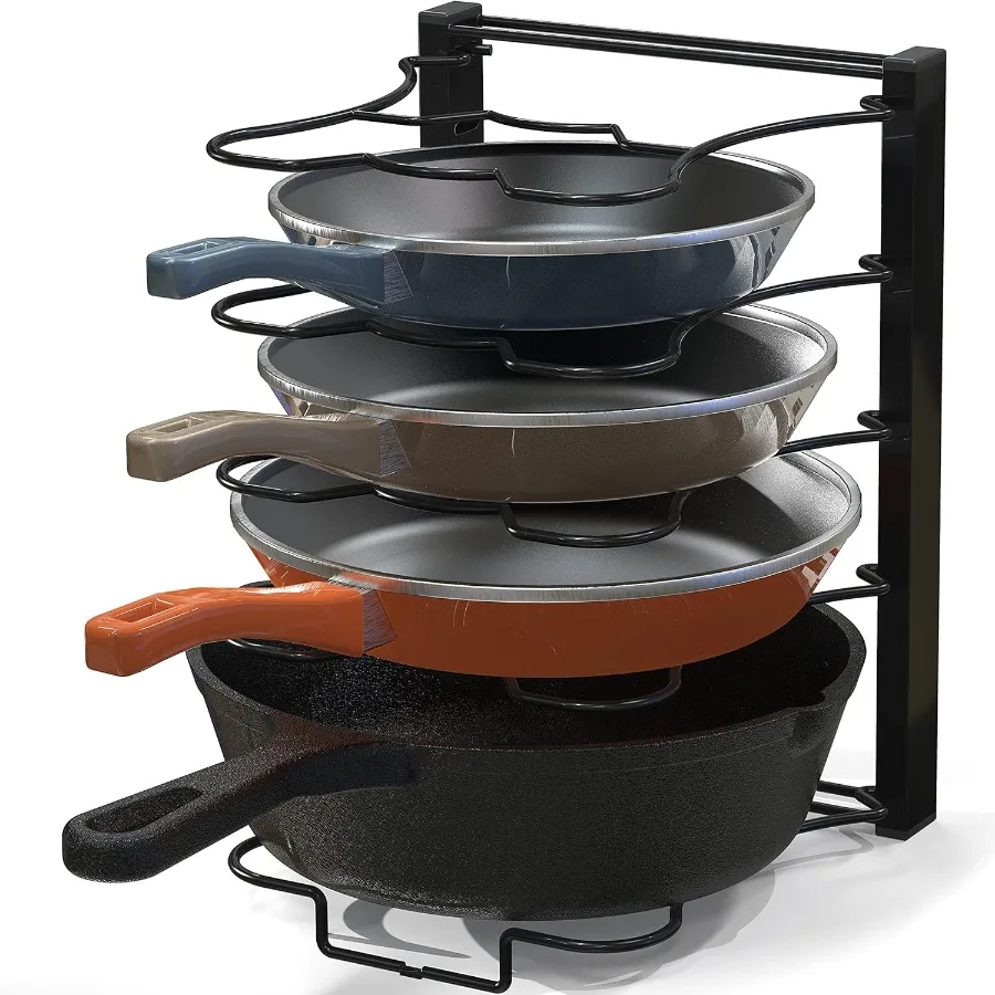 

Iron 5 Compartments Height Adjustable Pan Organizer Black
