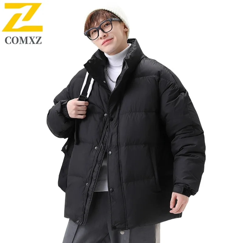 COMXZ 2025 Men Premium Puffer Jacket Thicken Down Alternative Coat Waterproof Windproof American Style Winter outdoor Outerwear