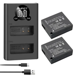 2 Pcs 1200mAh DMW-BLG10 DMW BLG10 BLG10e BLE9 Battery + LED USB Dual Charger for Panasonic LUMIX GF5 GF6 GX7 LX100 GX80 GX85