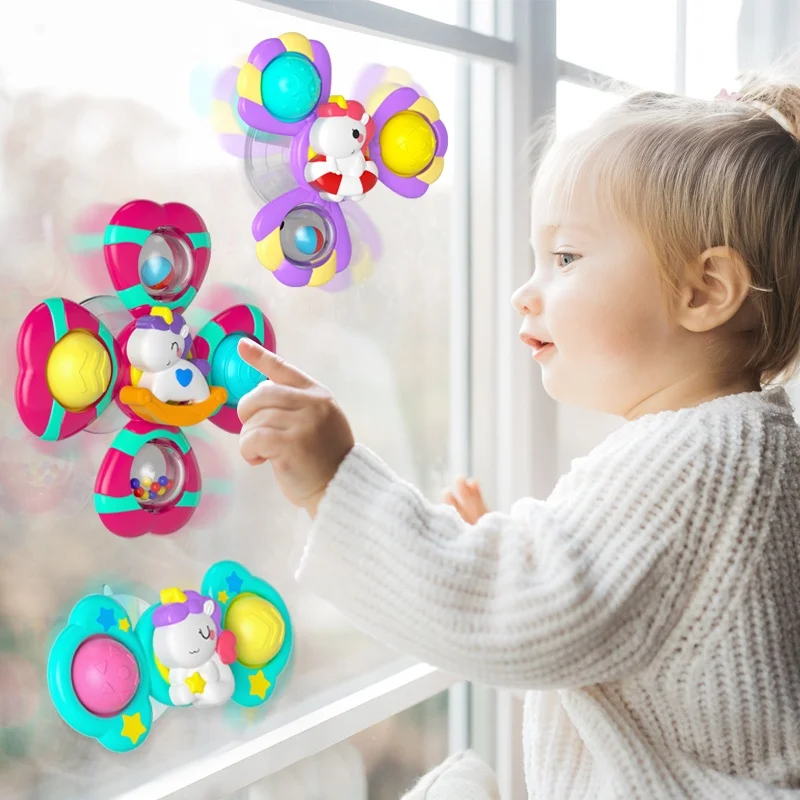 3PC Anti-Stress Finger Spinner Toy Push Pop Bubble Fidget Spinner Toy for Children & Adults Christmas Gift Relief Anxiety