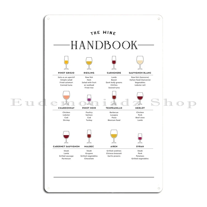 The Handbook Of Wine Metal Sign Wall Decor Cinema Wall Decor Iron Club Tin Sign Poster