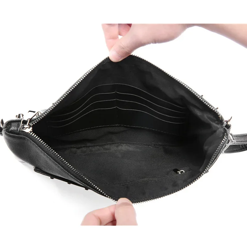 Korean Style Ghost Clutches Men Fashion Rivet Handbags Men Clutch with Shoulder Strap Multifunction Crossbody Bag Male Hand Bag