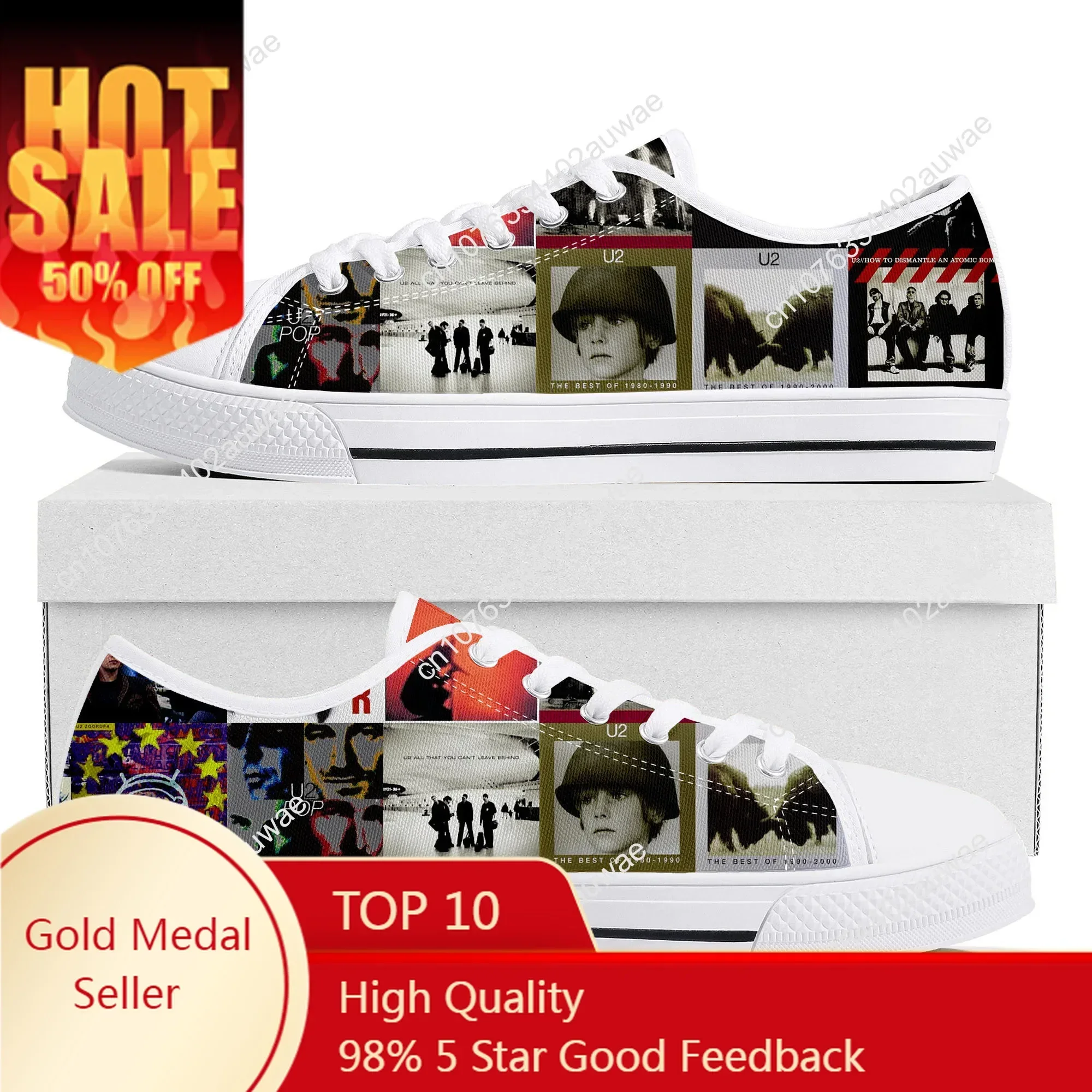 

U2 Rock Band Fashion punk Low Top High Quality Sneakers Mens Women Teenager Canvas Sneaker Casual Couple Shoes Custom Shoes