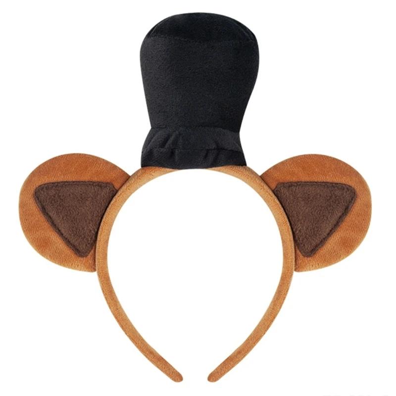 Lovely Plush Bear Ear Headband for Women Girl Birthday Party Gathering Headpiece School Event Accessory Stage Hairhoop