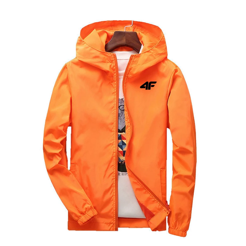 

2024 new business fashion spring and summer solid color zipper hooded jacket men's waterproof windproof outdoor lightweight coat