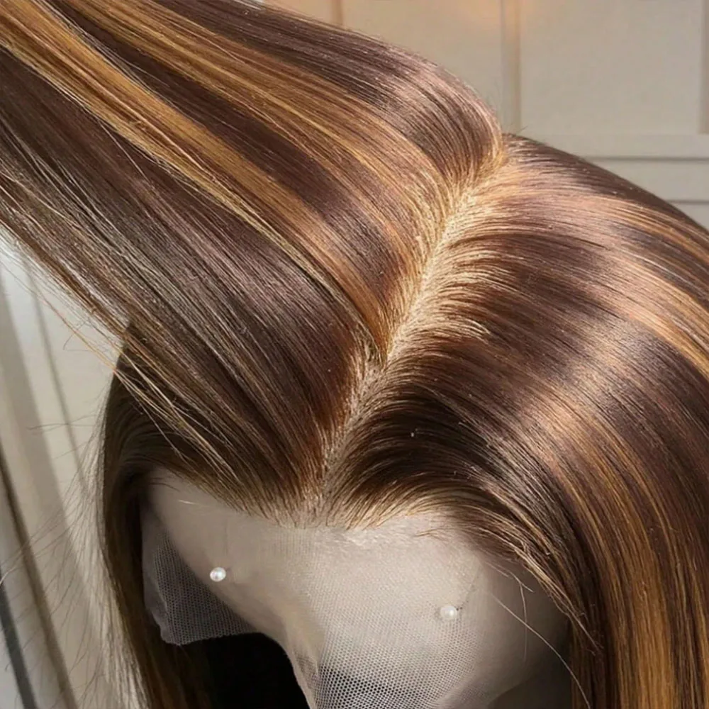 

13x4 5x5HD Highlight Ombre Bone Straight Wigs Human Hair P4/27 Blonde Ombre Lace Frontal Wig Colored Human Hair Wig For Women