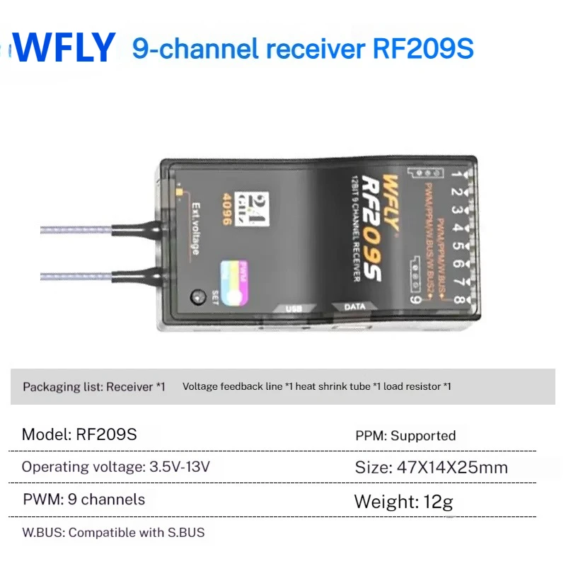 Receiver RF209S 201S 206S 207S is suitable for Ch6/7/8/9 ET series transmitters ET16 Remote Control Airplane Hobby Fans