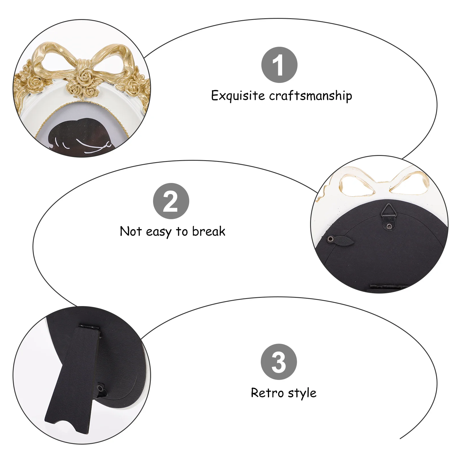 

Chic Resin Picture Photo Frame Bow Accent Decor for Study Room Counter Top Desk Display Home Wall Art Frame Accessory