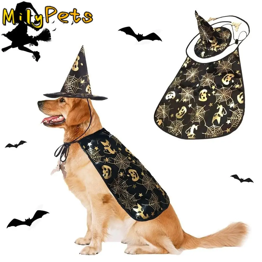 

Funny Pumpkin Pet Halloween Costumes Cape Adjustable Soft Cats Cosplay Clothes Black Bat Halloween Dog Cloak Hat Dogs