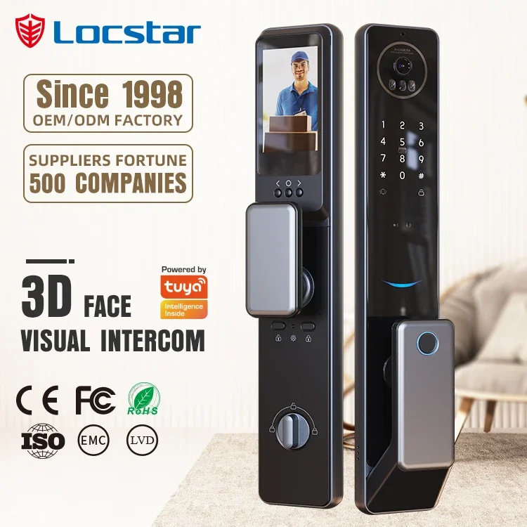 Waterproof Outdoor 3d Face Id Recognition Video Voice Fingerprint Digital Smart Home Door Lock With Camera For Front Door