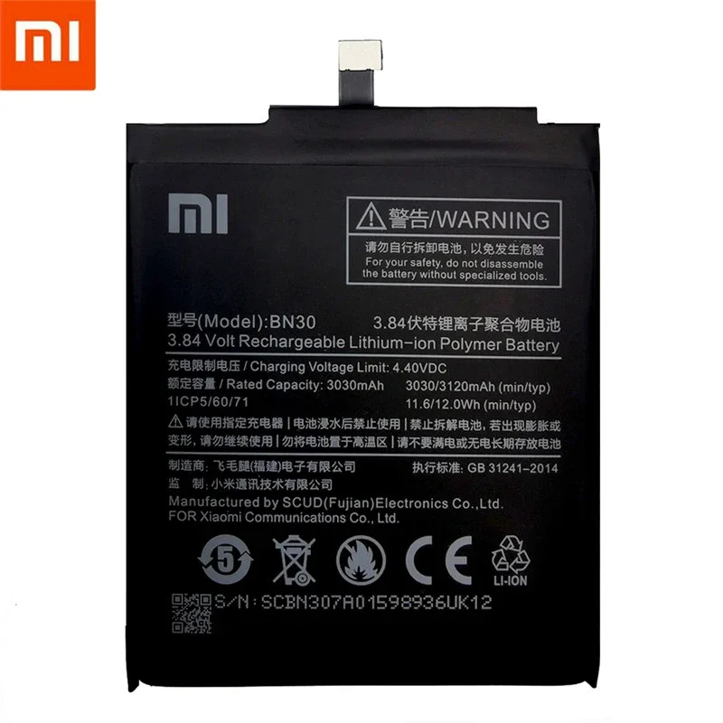 100% Original Xiaomi BN30 bn30 Battery Xiaomi Redmi 4A Redrice Hongmi 4A Lithium Polymer Replacement Bateria Fast Shipping