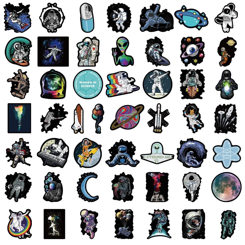 10/30/50PCS New Fashion Space Astronaut Sticker Pack Skateboard Decoration DIY Mobile Phone Computer Luggage PVC Decal Wholesale