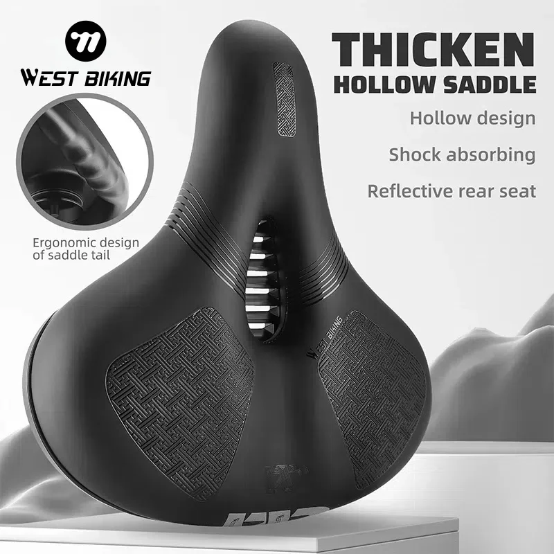 

WEST BIKING Bike Saddle Hollow Breathable Thicken Sponge Cushion Soft Shock Absorption Cycling Seat MTB Road Bike Accessories