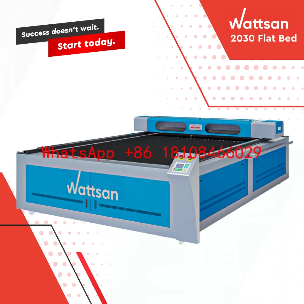 Wattsan 2030 Flat Bed Co2 Laser Cutting Machines for Cutting Acrylic Fabric Silk