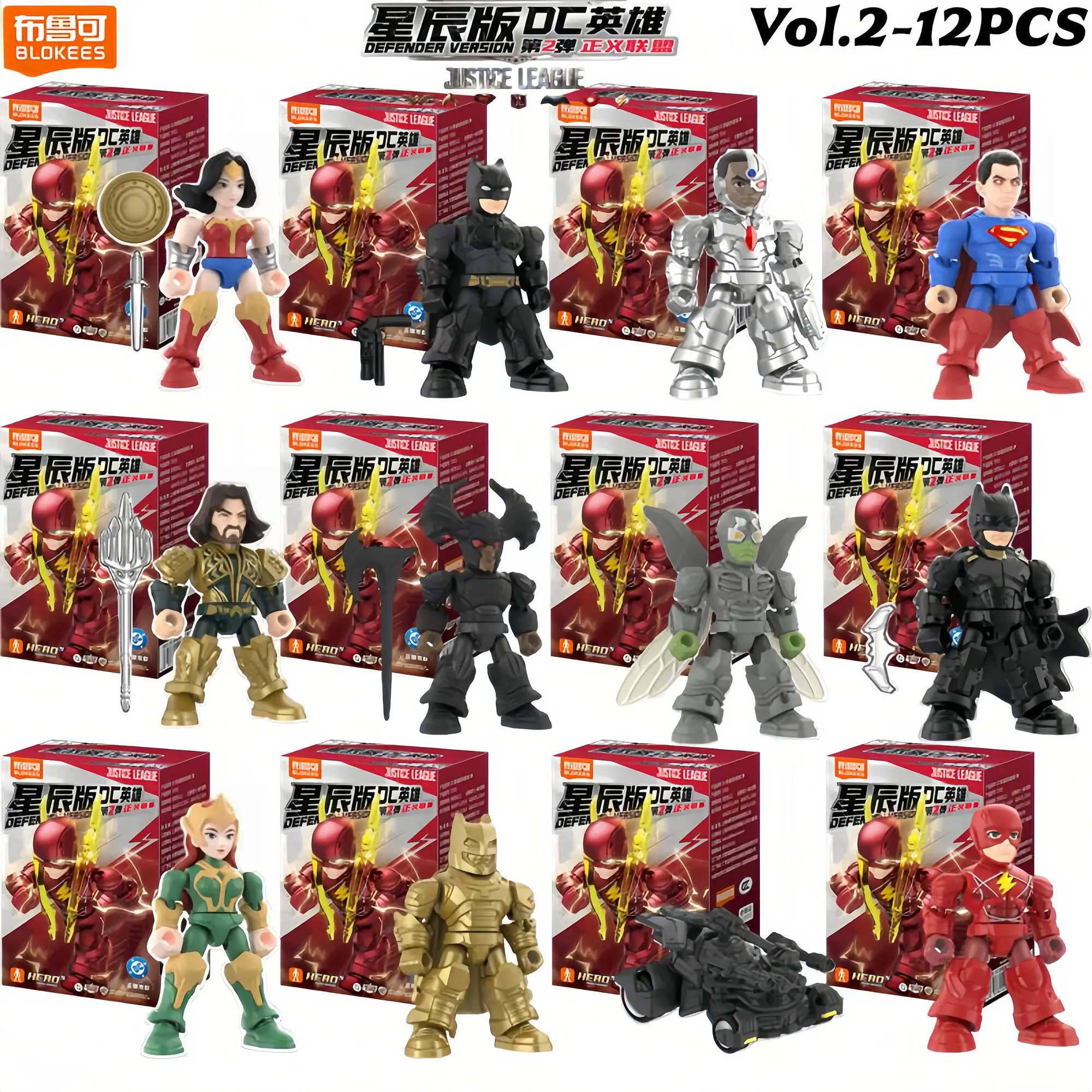 BLOKEES DC Justice League Defender Versión Wave 2 Caja Sorpresa Bloques de Construcción Figuras de Acción - Juguetes Coleccionables Oficiales con Licencia