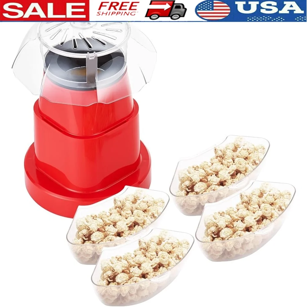 ماكينة صنع الفشار بالهواء الساخن 1200 وات مع 4 أوعية غطاء شفاف لليالي فيلم ظهرت سريعة الفعالة