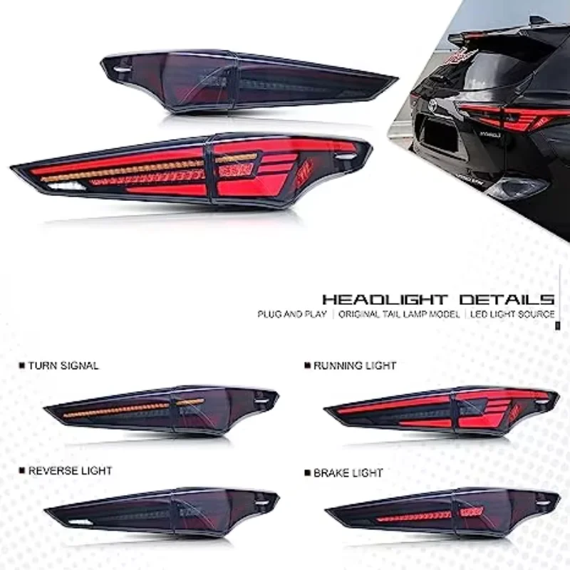 Zhengwo Led Tail Lights For Toyota Highlander 2022-2023 Rear Lamp Sequential Turn Signal Start Up Animation Plug And Play