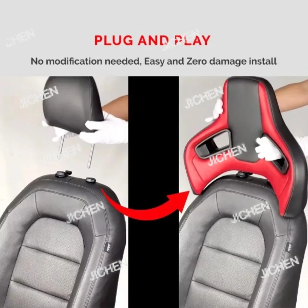 Plug and Play PU Leather Car Seat Headrest Cold Foam with Racing Style