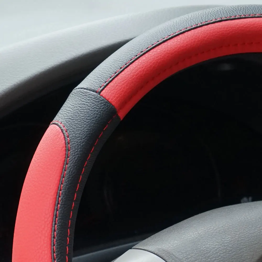 Four Seasons 37-38.5cm Artificial PU leather Car Steering Wheel Cover Universal Non-slip Auto Parts Interior Accessories