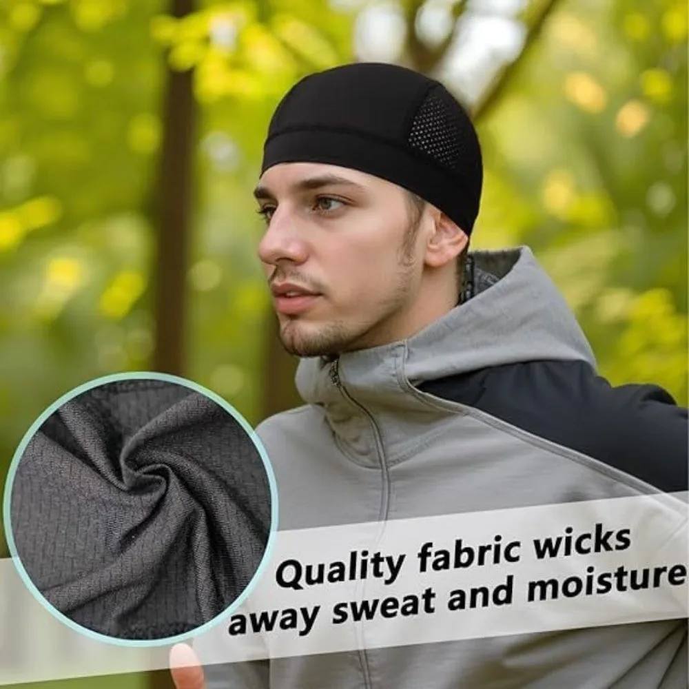 Sommer-Mesh-Fahrradkappen, leichte, schweißabsorbierende Laufhelm-Unterziehkappen, schnell trocknende, elastische, atmungsaktive Fahrradmützen – Detail 4
