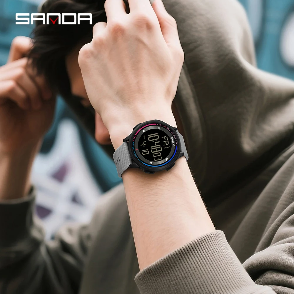 SANDA الرجال LED ساعة عسكرية رقمية رجل الساعات الرياضية في الهواء الطلق 5Bar مقاوم للماء ساعات المعصم ساعة الذكور Relogio Masculino-25 #3