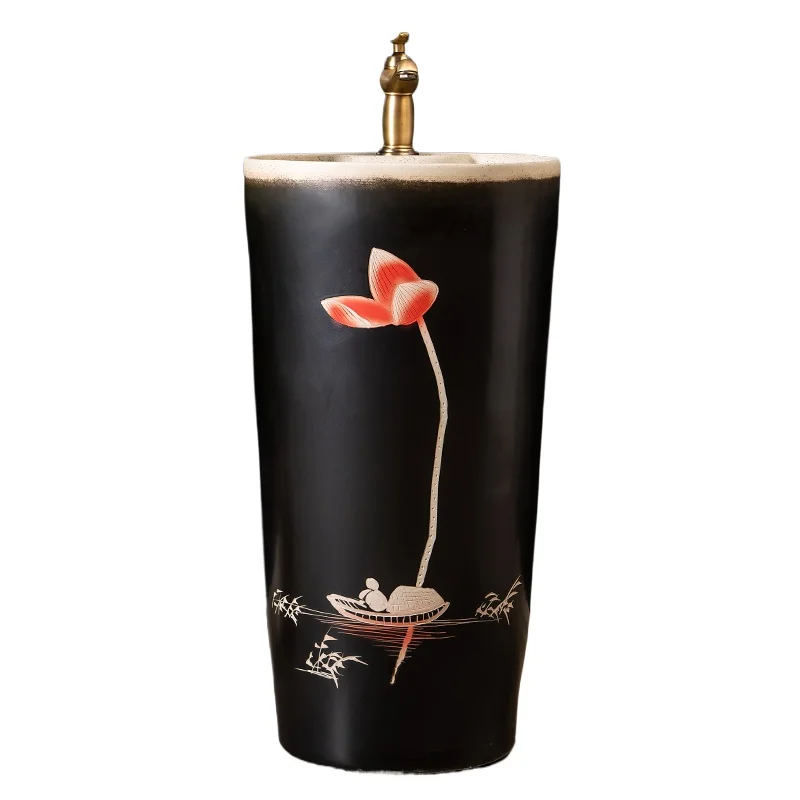 

Household column-type washbasin Ceramic column basin Floor-to-ceiling integrated basin Hand washing