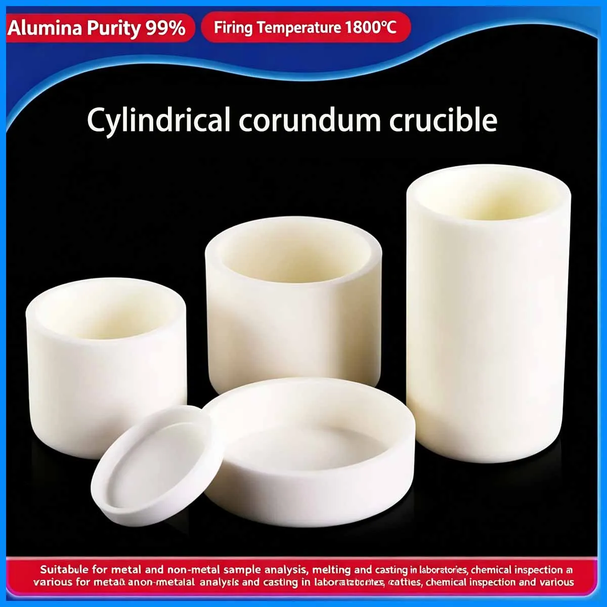 99% Alumina Cylindrical Crucible Without Lid, High Temperature Resistant Experimental Research Straight Tube Corundum Crucible
