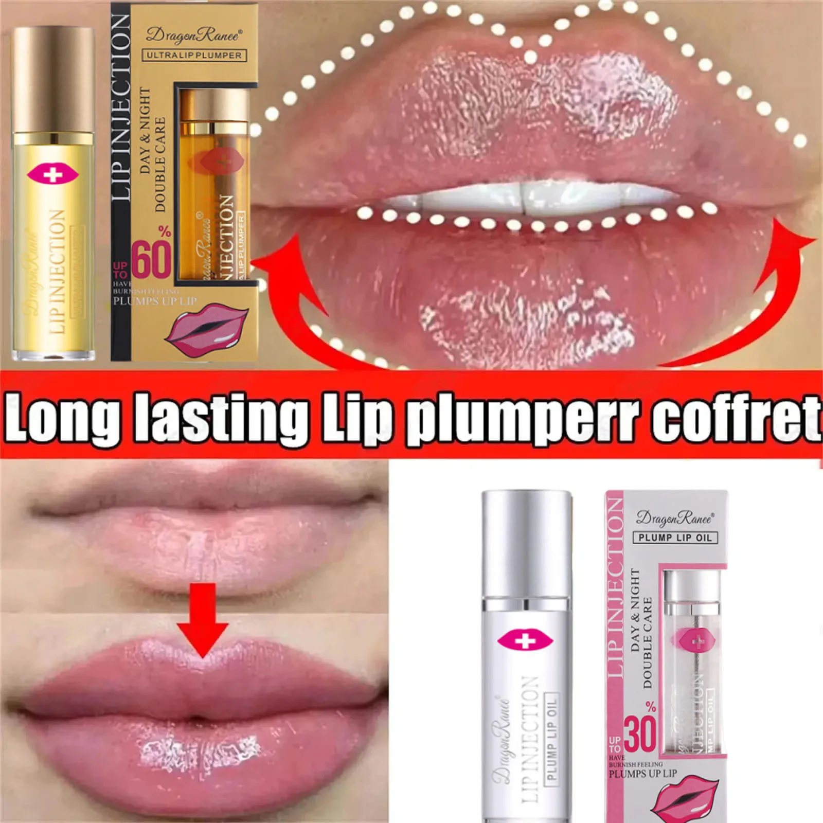 Óleo Volumizador Instantâneo para Lábios, Hidratante, Anti-Rugas, Gloss Sexy, Sérum Hidratante para Lábios