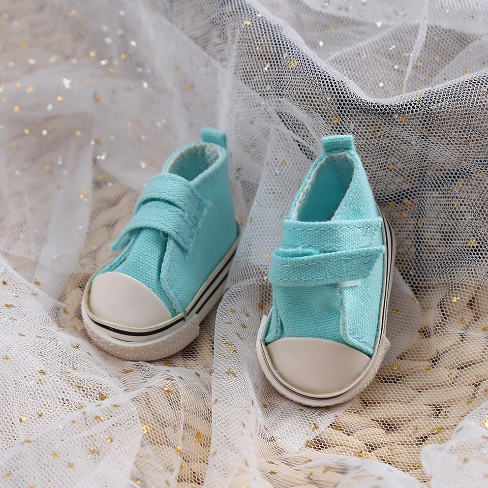 Chaussures De Poupée à Paillettes Bleues – Paire Avec Fleurs, Pour Poupée 18 Pouces