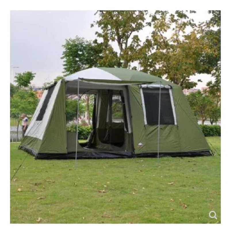 460*305*H210cm Two Bedrooms & One Mall Large Space 6 7 8 Persons Double Layers Camping Family Tent For Traveling Hiking