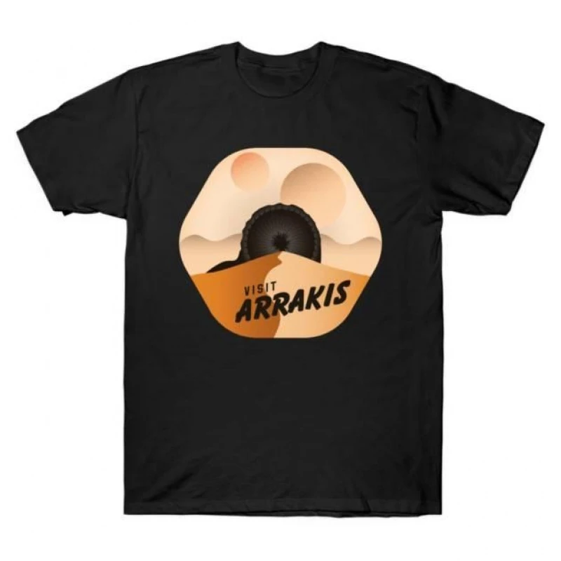 

Visit Arrakis 0408 DUNE Sic fi fan Gift t shirt 100% cotton printed tee Short-sleeve Graphic clothes All size Tops S-6XL