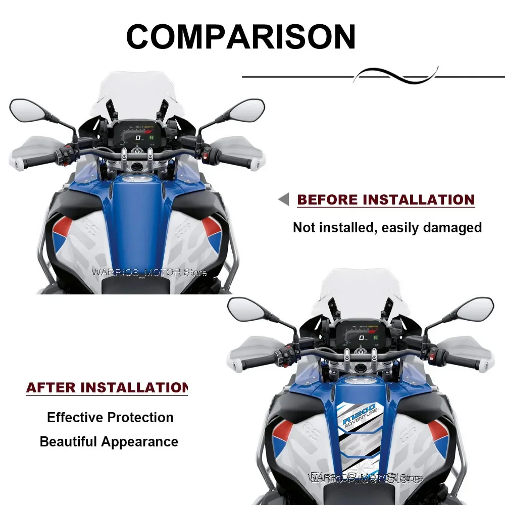 Motorcycle Fuel Tank Pad Sticker Waterproof Scratch-Resistant 3D Resin Protective Sticker Kit For BMW R 1200 GS ADV 2014 – 2018