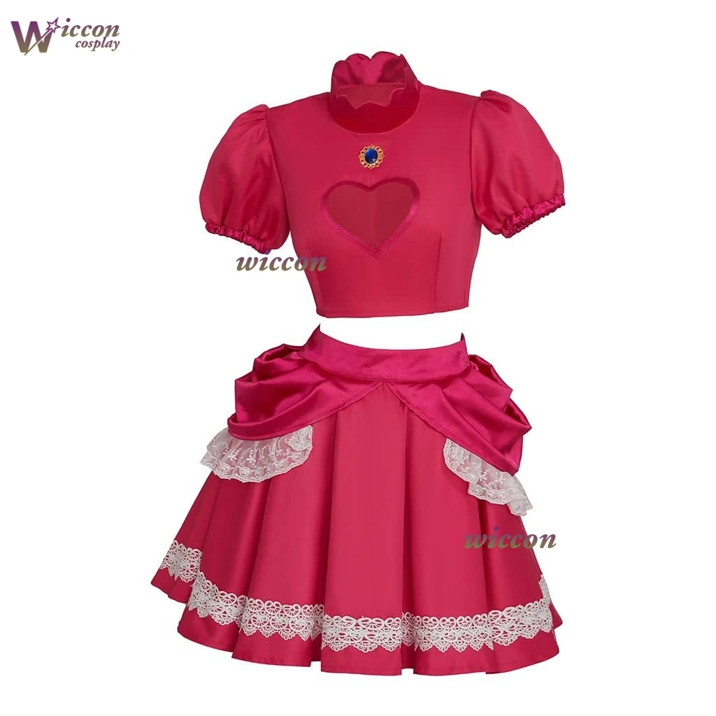Peach Cosplay Costume Princess Doujin Pink Skirt Tiara Movie Halloween Lolita Outfit Dress Pink Clothing Wig Carnival Party view 3