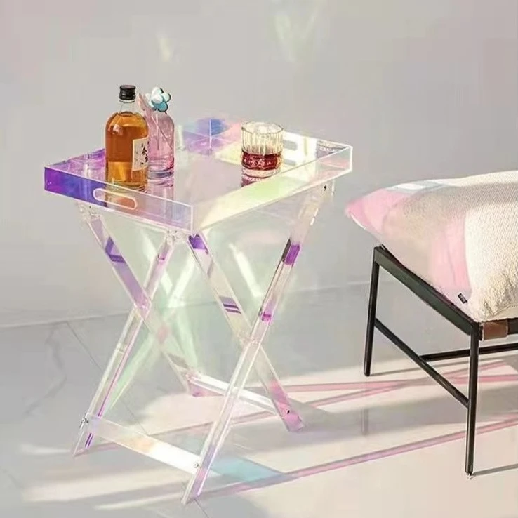 

Acrylic Folding Small Coffee Table Ins Style Simple Transparent Light Luxury Sofa Corner Table Bedside Small Table coffee tables