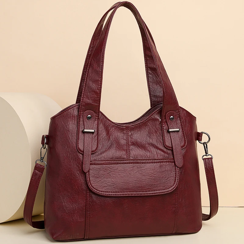 

Women Casual Tote Bags 2024 Leather Female Handbag Large Big Shoulder Bag For Women Tote Ladies Vintage Leather Crossbody Bags