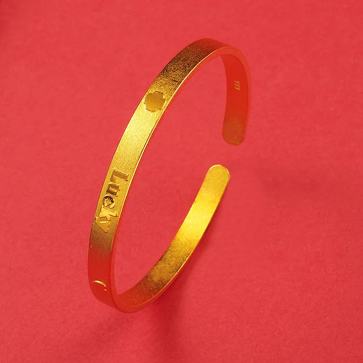 Light Luxury Eye-Catching 6mm Lucky Love Bracelet For Women 24K Gold AU999 | Slim on wrist, brighten skin & noble