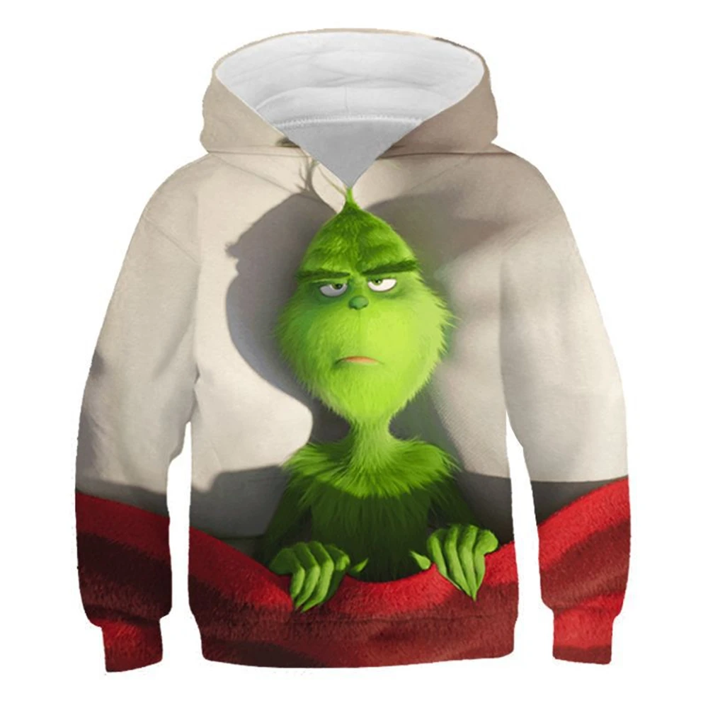 Grinch 2024 Kids 3D Hoodies Sweatshirt Long Sleeve Children\'s Cloth Boys/Girls Cartoon Cool Tops Pullover Hoodies & Sweatshirts