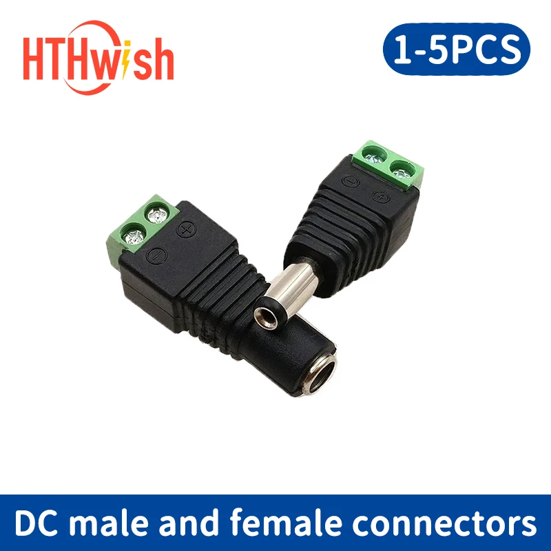 

DC connector 2.1*5.5mm Light bar connectors Female Male 1/2/5pcs power jack plugs,for 2835/5050/5730LED strip light