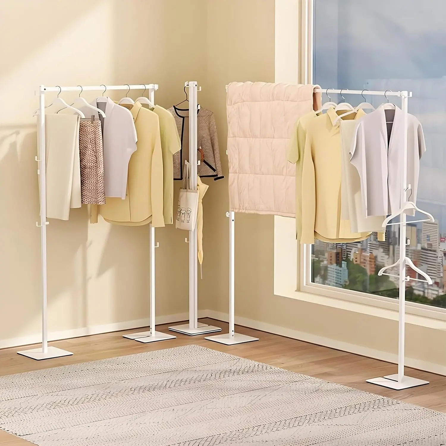 

Clothes Drying Rack Clothing Foldable Clothes Rack, Portable Metal Garment Stand, Convertible Double Coat Hanger Rack fo