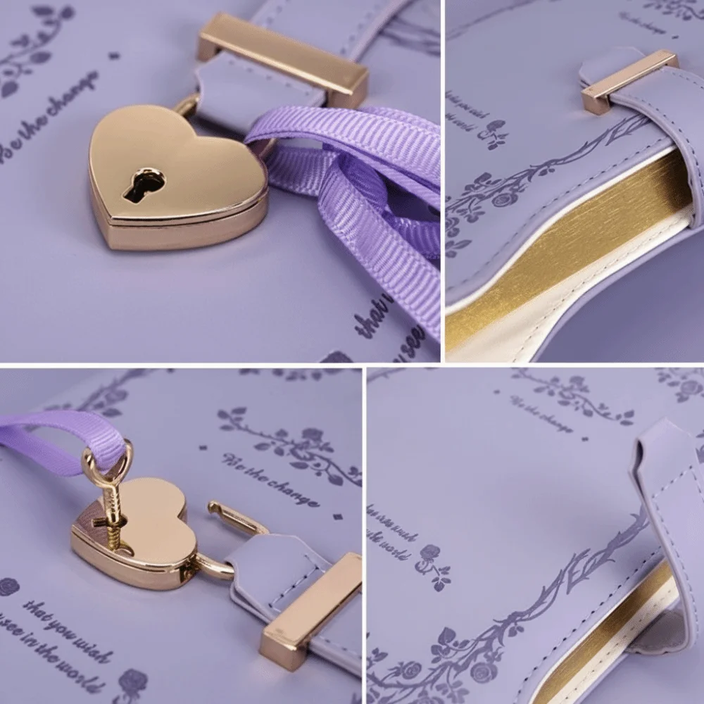 Privacy B6 Love Lock Keys Notebook 360 Pages Vintage PU Leather Journal Cute Design Student Notebook Student