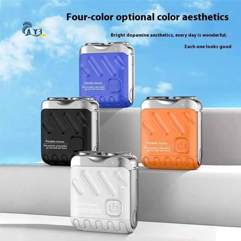 

AY03-Портативная бритва для бороды, аккумуляторная электробритва с двойным кольцом, магнитный резак, мини-электробритва, дорожная бритва