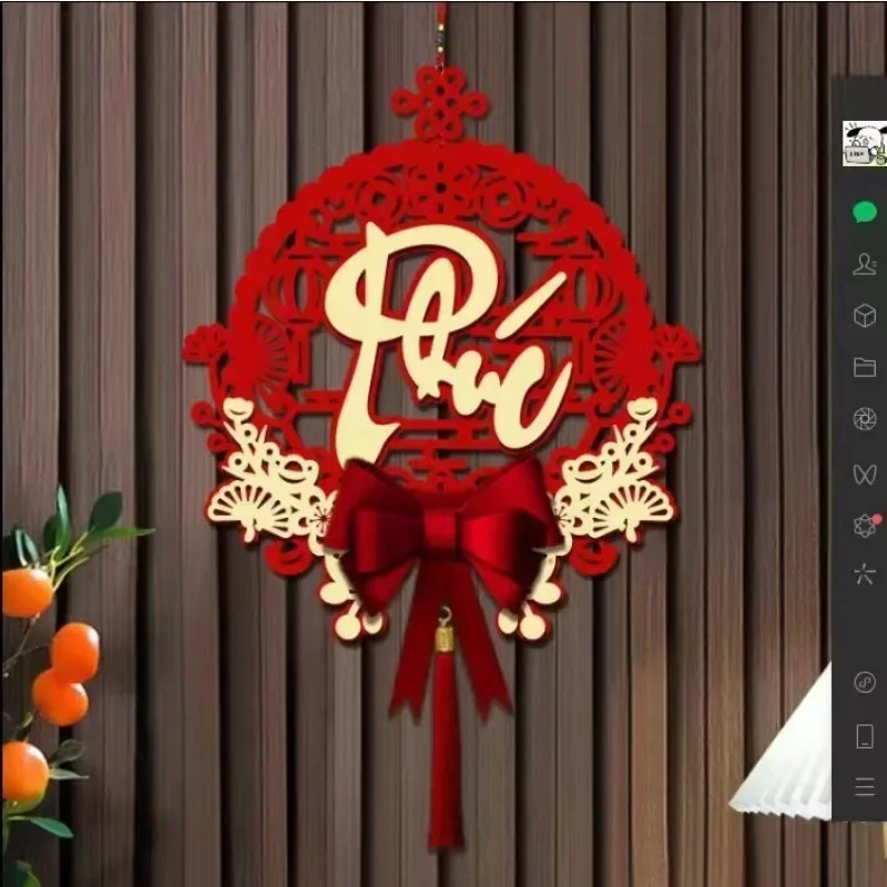 النص الفيتنامي 2025 مهرجان الربيع الزخرفية قلادة سنة جديدة سعيدة الديكور غرفة المعيشة القوس قلادة منتجات احتفالية حمراء