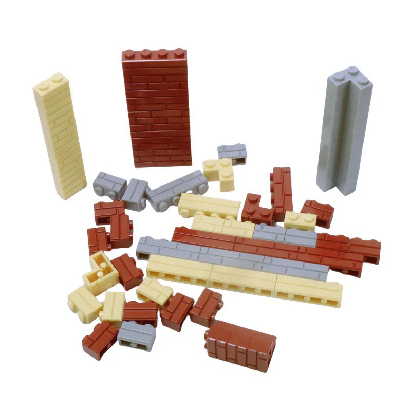 Building Blocks DIY Toys House Home Accessories Compatible Classic 1*2 1*4 L1*2 50PCS Wall Tiles High Bricks MOC for Children