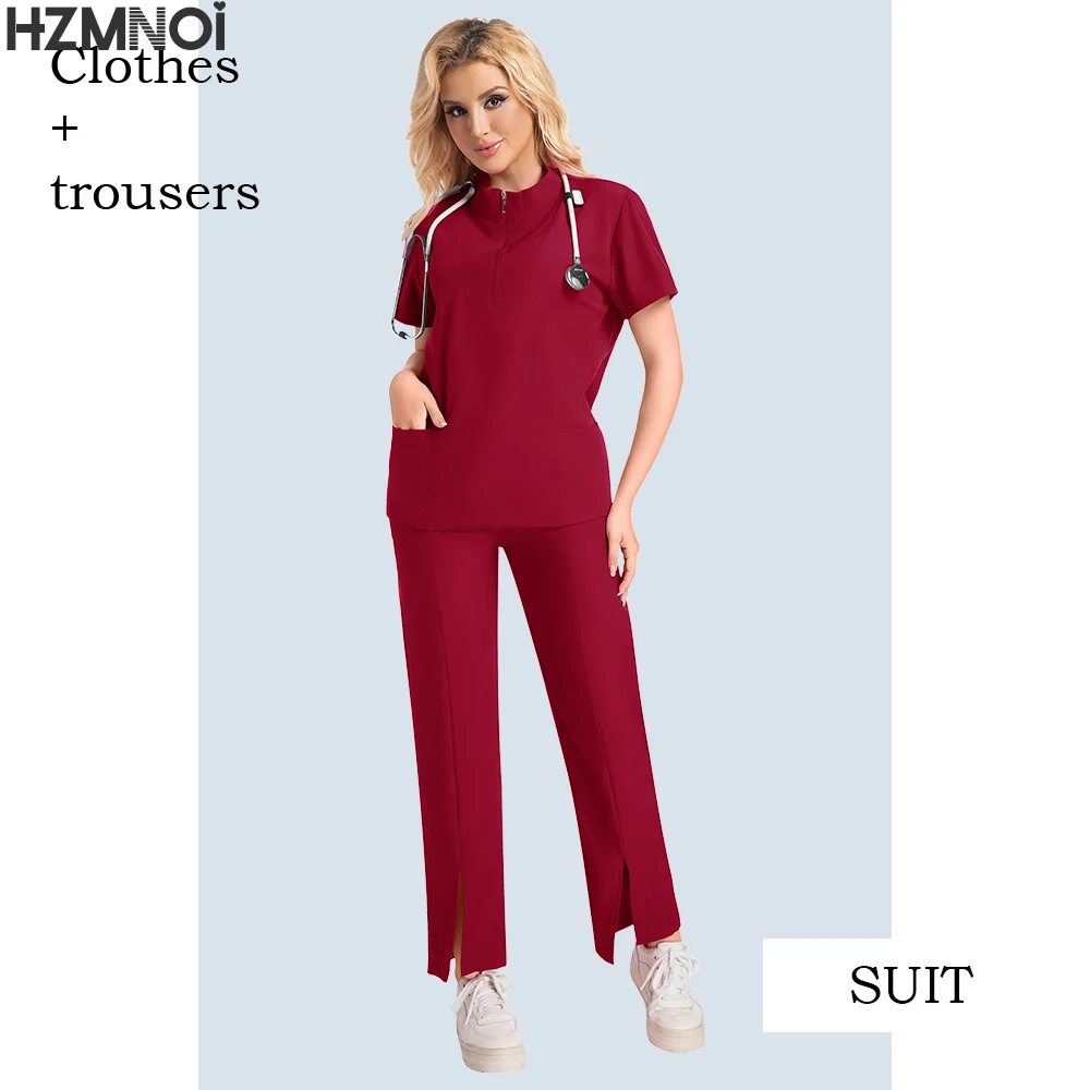 อุปกรณ์เสริมพยาบาลขัดชุดผู้หญิง SLIM FIT เครื่องแบบทางการแพทย์ทันตกรรมคลินิก Workwear โรงพยาบาลผ่าตัดเสื้อผ้า Veterinary ชุด
