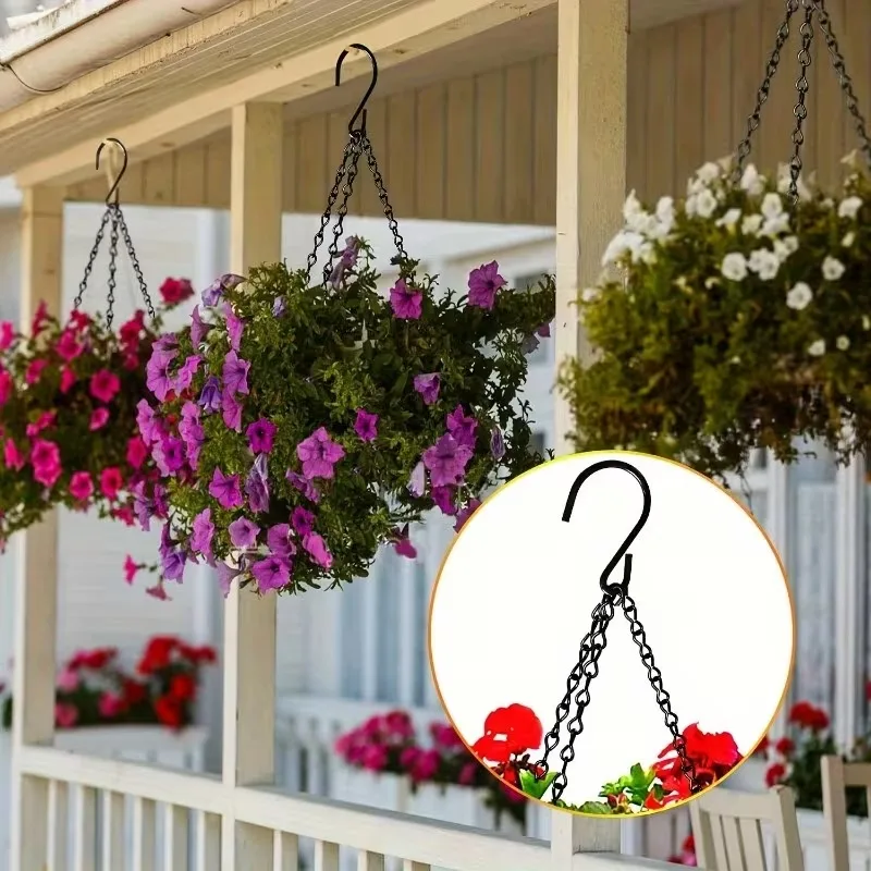 40cmImitation Rattan Hanging Basket with 3 Hooks Chain Hydroponic Plant Grow Basin for Indoor Outdoor Home Garden Planter Pot
