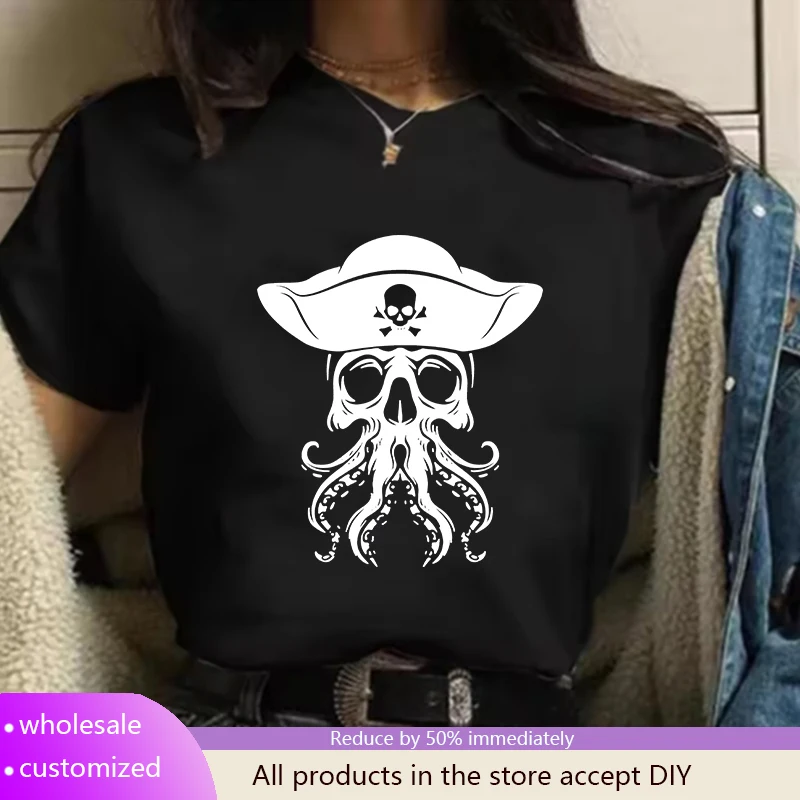 

Halloween Women ClothesTrends Top Printed Ladies Casual Tops Black Cartoon Clothing Y2k T-shirt Party T-Shirts