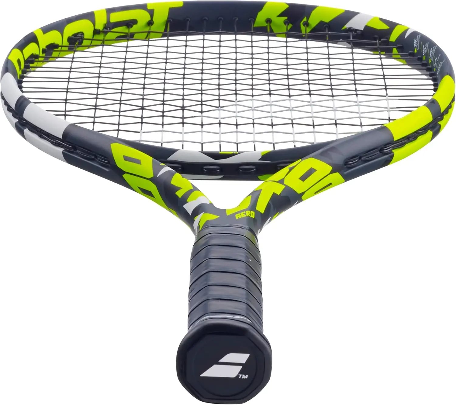 Теннисная ракетка Boost Aero (желтая) с белым Babolat Syn Gut на среднем напряжении