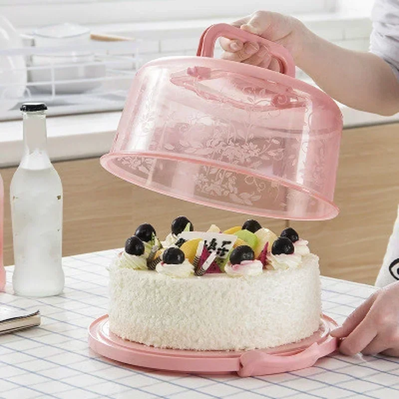 Cozinha pp transparente redondo fresco-mantendo caixas de armazenamento portátil caixa de bolo de plástico 8 polegadas caixa de cozimento de bolo de aniversário casa