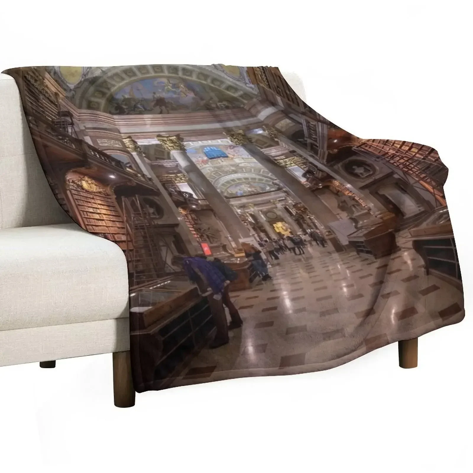 Austrian National Library in Vienna, Austria Throw Blanket Camping Bed Fashionable Blankets