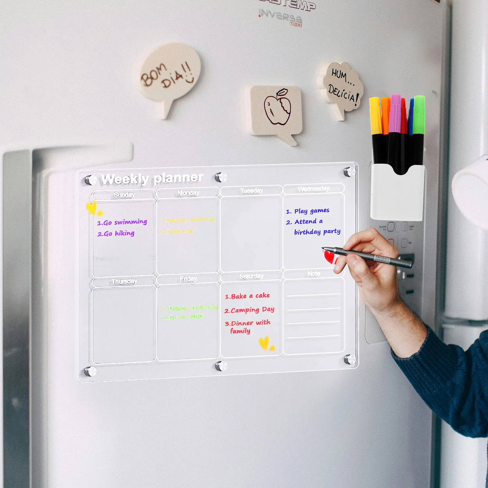 

Акриловый календарь, холодильник, прозрачная акриловая доска для сухого стирания, доска для сухого стирания для холодильника, магнитная доска, планировщик для заметок, еженедельно